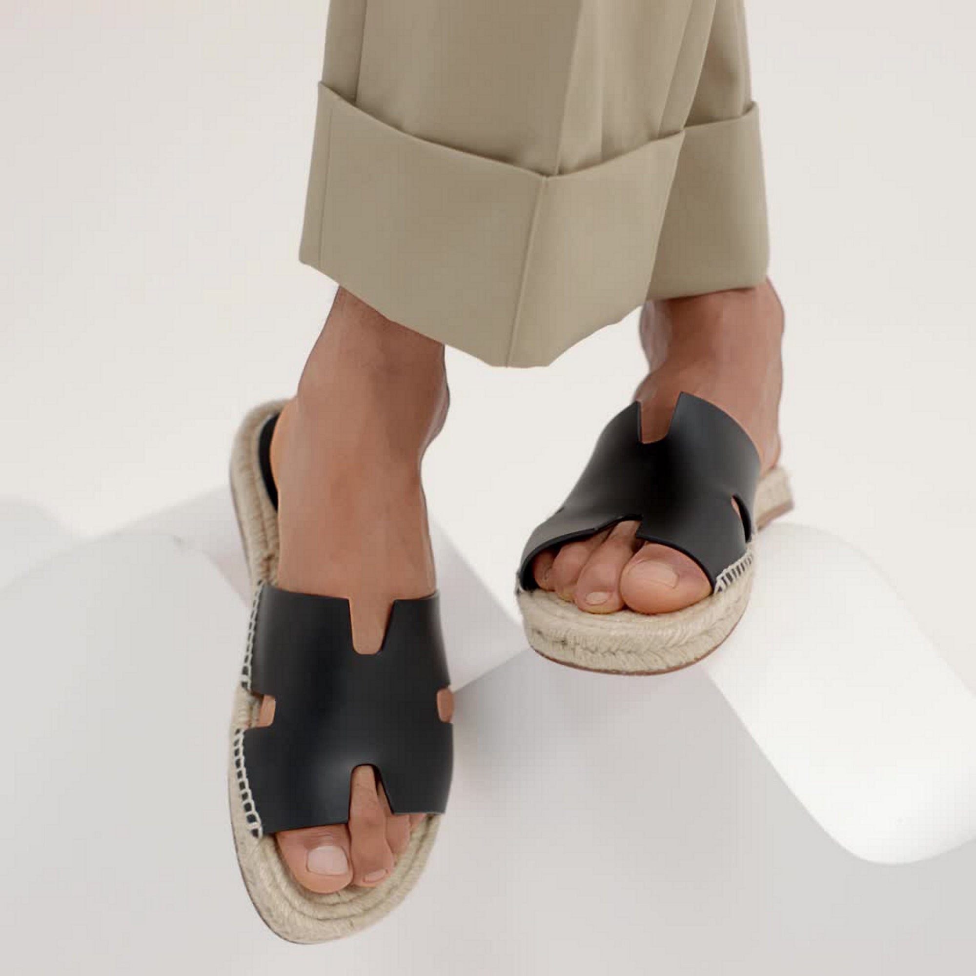  Hermes Antigua Espadrille Noir