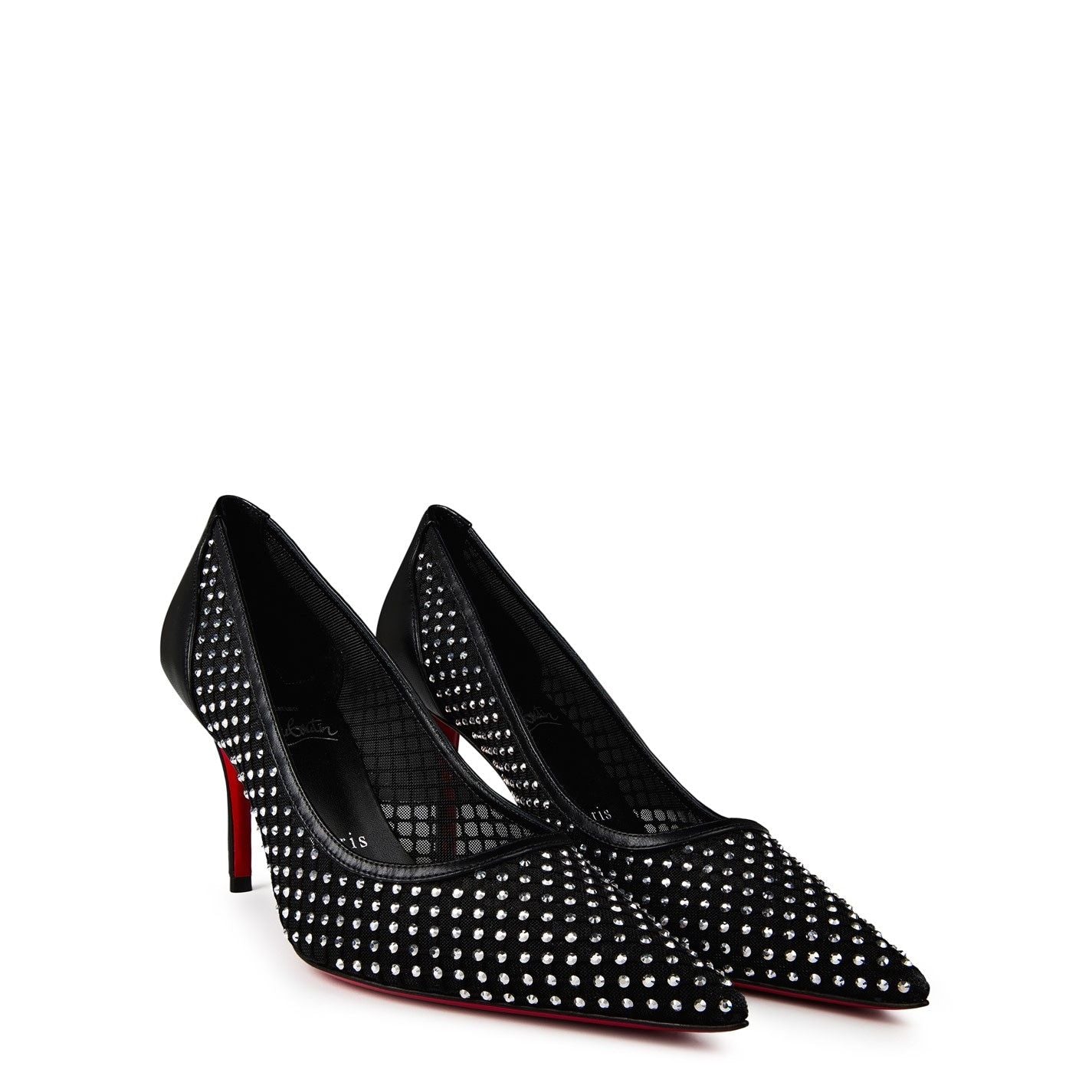  Apostropha Mesh Strass 80mm Pumps Black Crystal