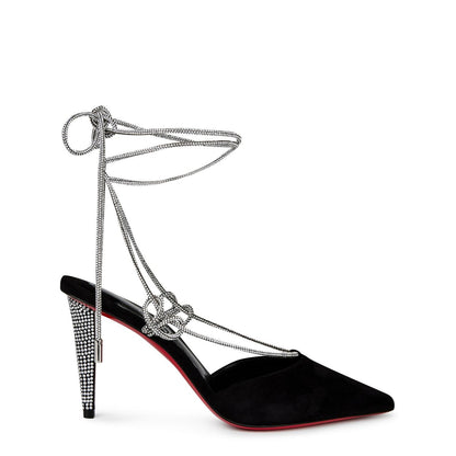  Astrid Lace Strassita 85mm Suede Pumps Black Cry