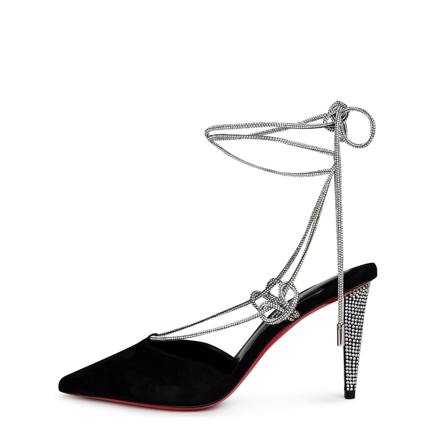  Astrid Lace Strassita 85mm Suede Pumps Black Cry