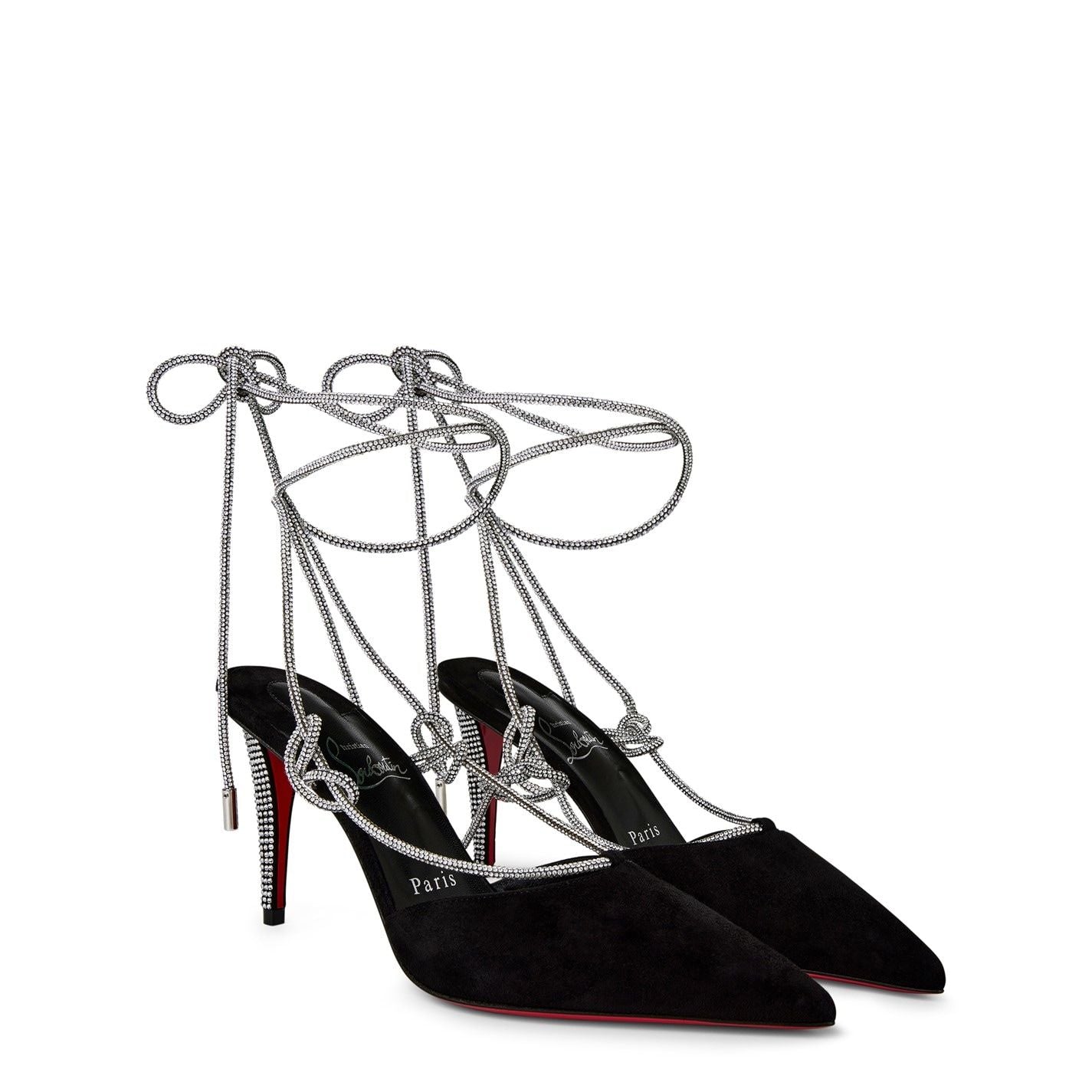  Astrid Lace Strassita 85mm Suede Pumps Black Cry