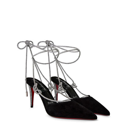  Astrid Lace Strassita 85mm Suede Pumps Black Cry