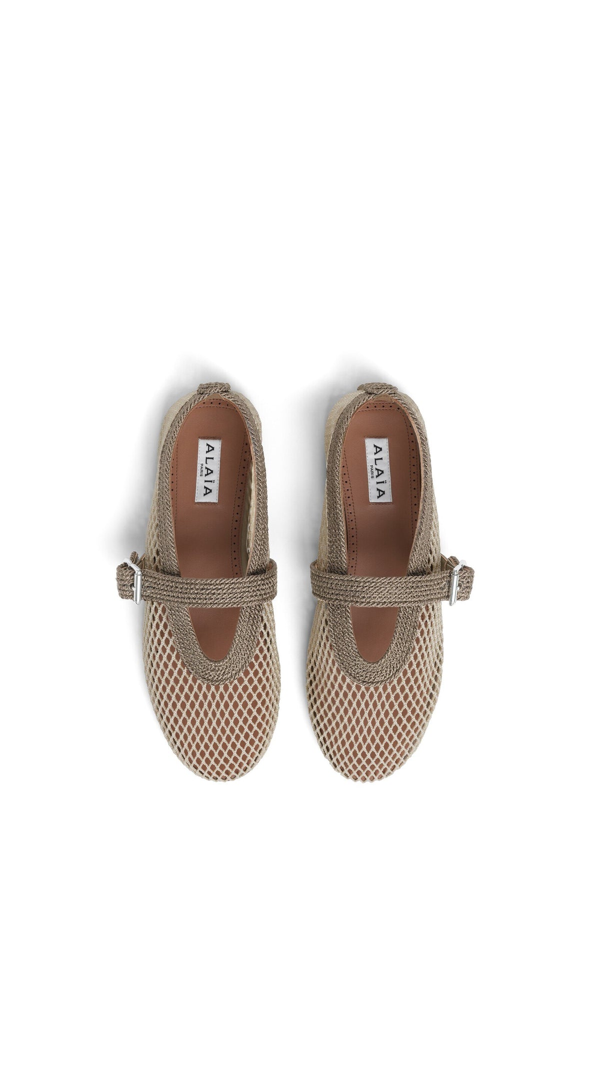 Alaïa Ballet Flats In Fishnet And Satin Cord
