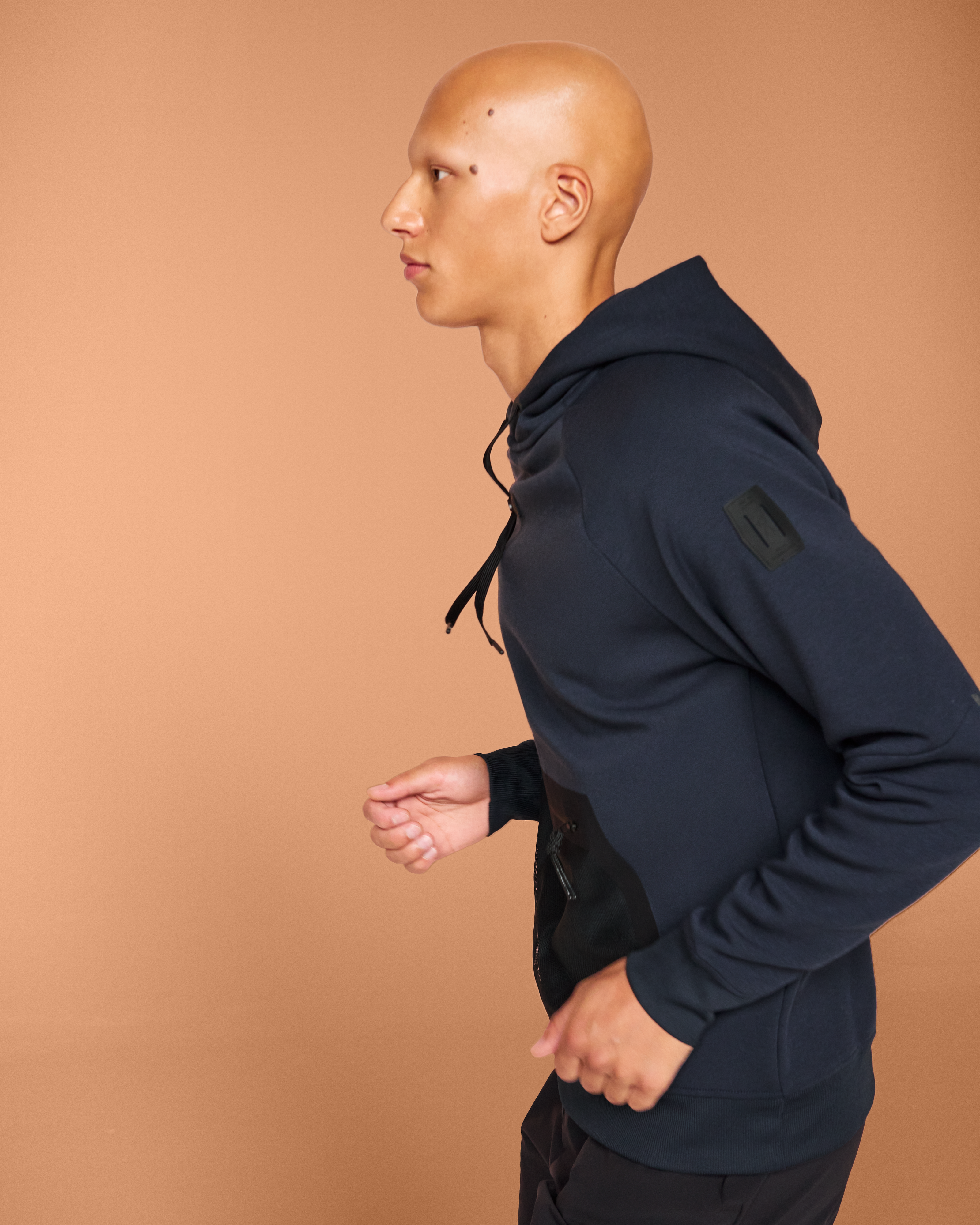 on hoodie Navy