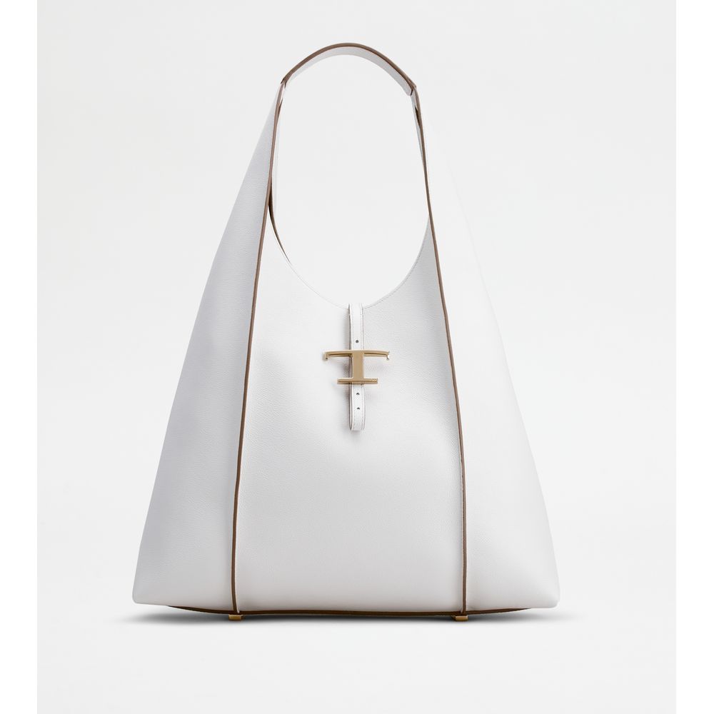 Tods T Timeless Hobo Bag In Leather Large White