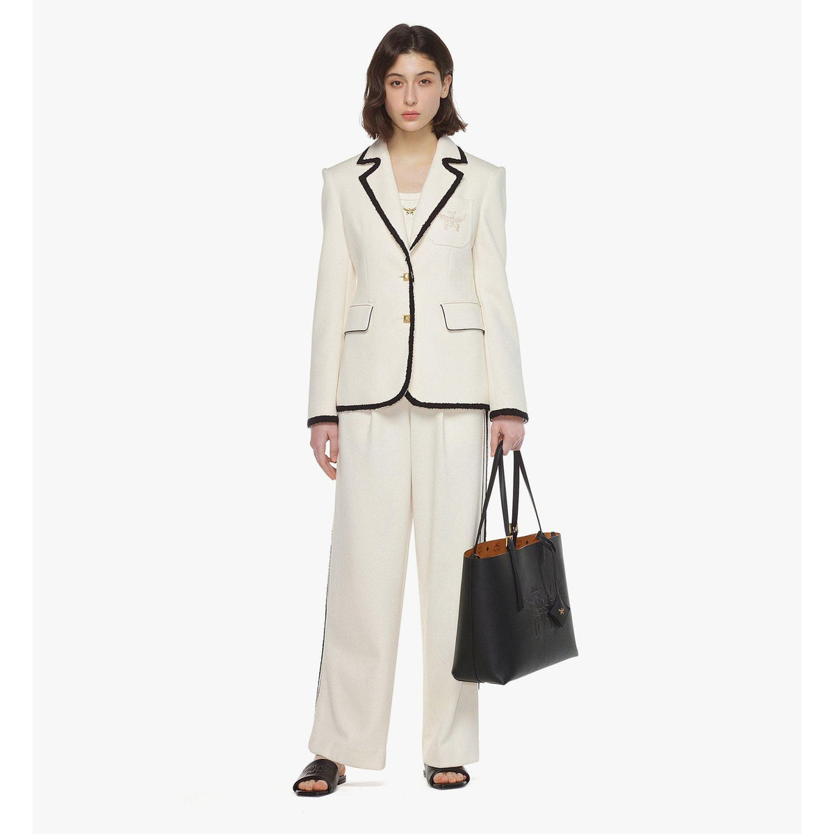MCM Himmel Shopper In Embossed Logo Leather