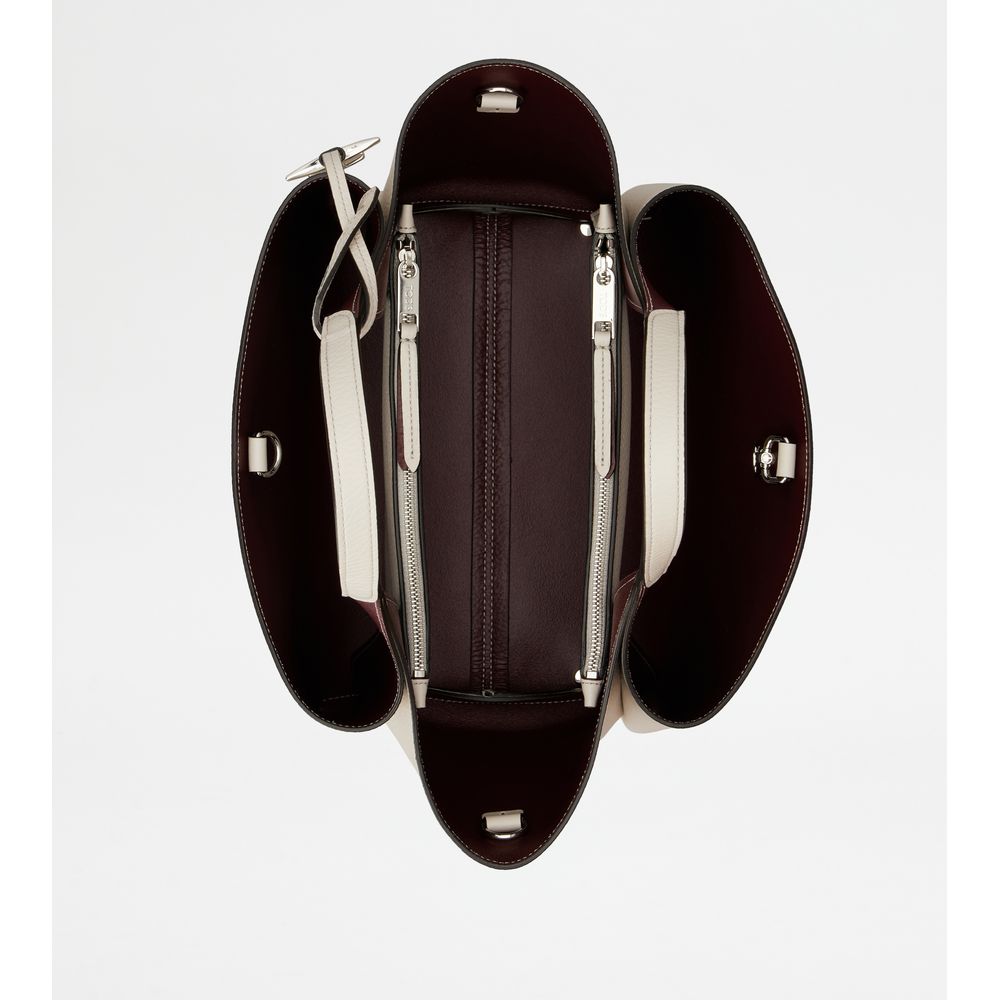 Tods Bag In Leather Mini Grey Burgundy