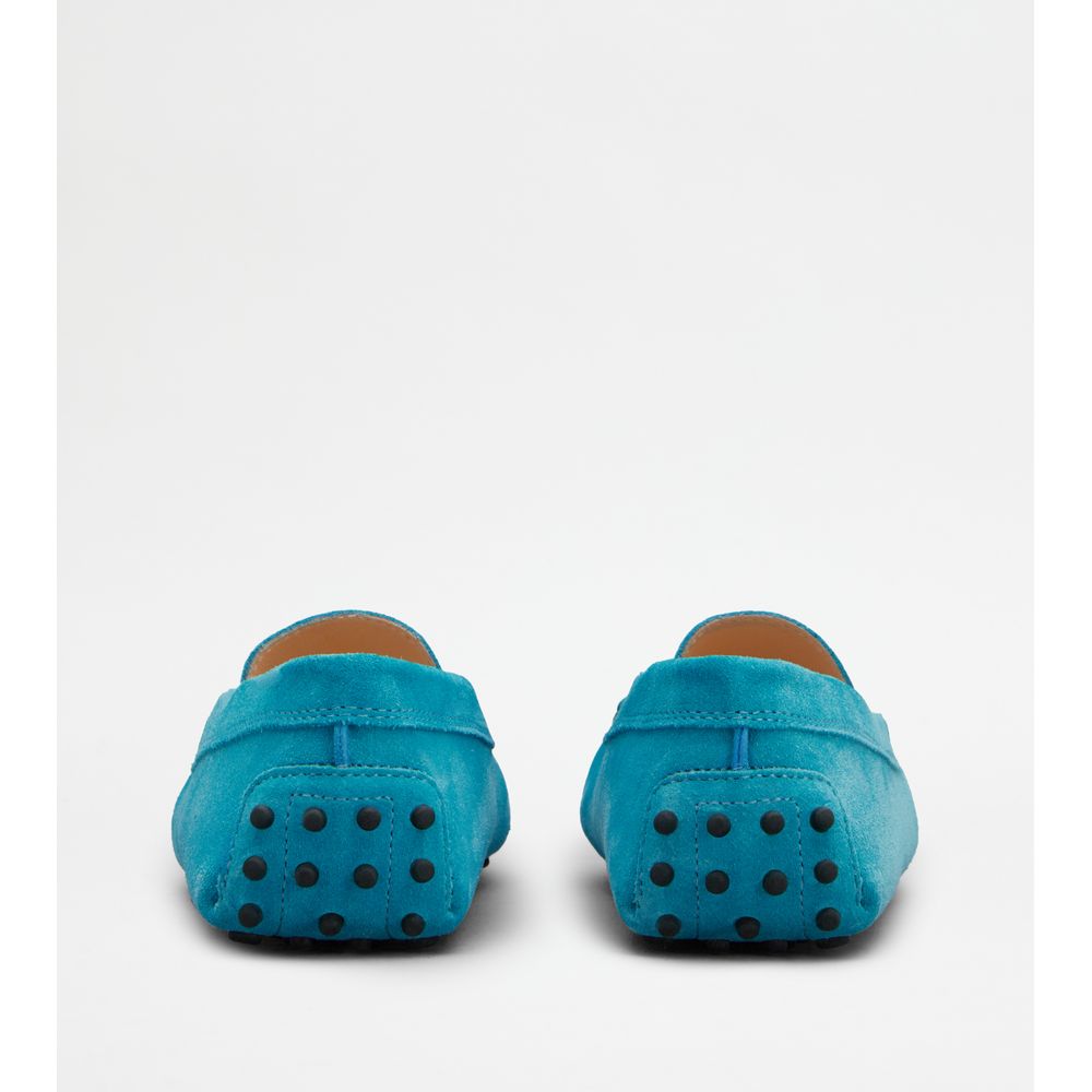 Tods Gommino Driving Shoes In Suede Light Blue Womens