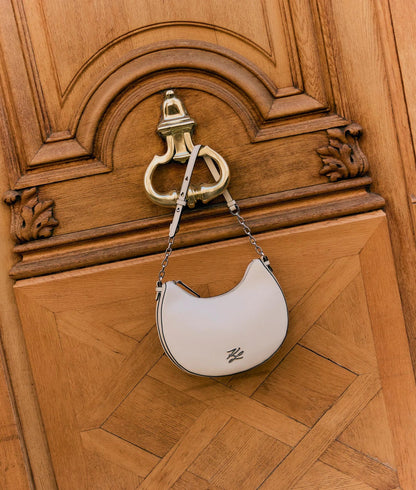 KarlLagerfeld Kautograph Medium Moon Bag Off White