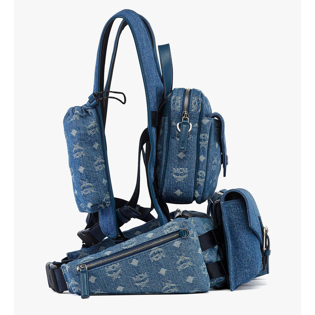 MCM Aren Multi-Backpack in Monogram Denim Jacquard