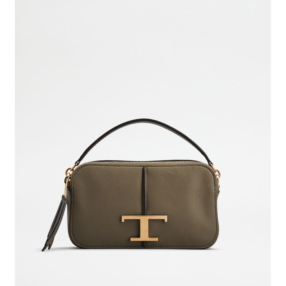 Tods T Timeless Camera Bag In Leather Mini Beige
