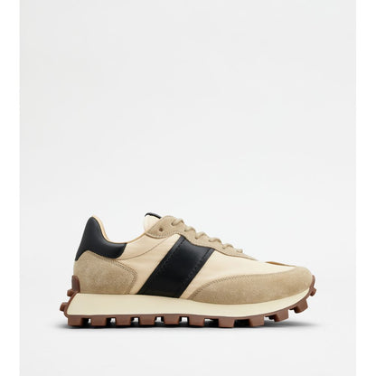 Sneakers Tods 1T In Suede And Fabric Beige Brown Mens