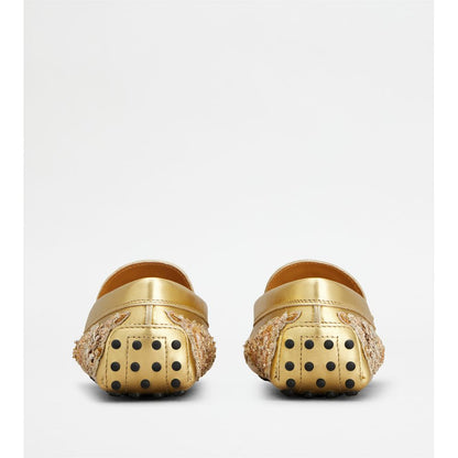Tods T Timeless Gommino Driving Shoes In Leather Gold Womens