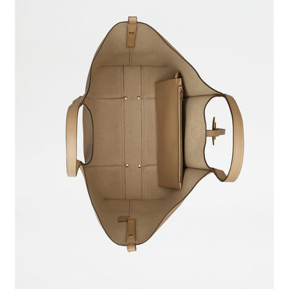 Tods T Timeless Shopping Bag In Leather Medium Beige