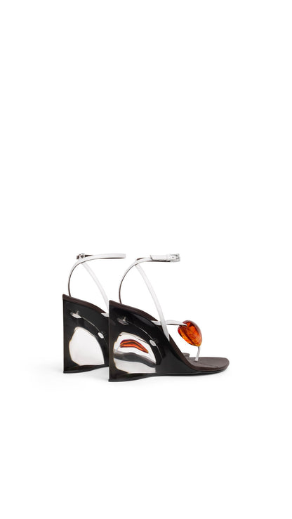 Alaïa Invisible Jewel Wedge Sandals In Patent Calfskin