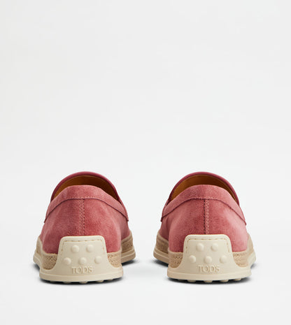 Tods Loafers In Suede Pink Womens