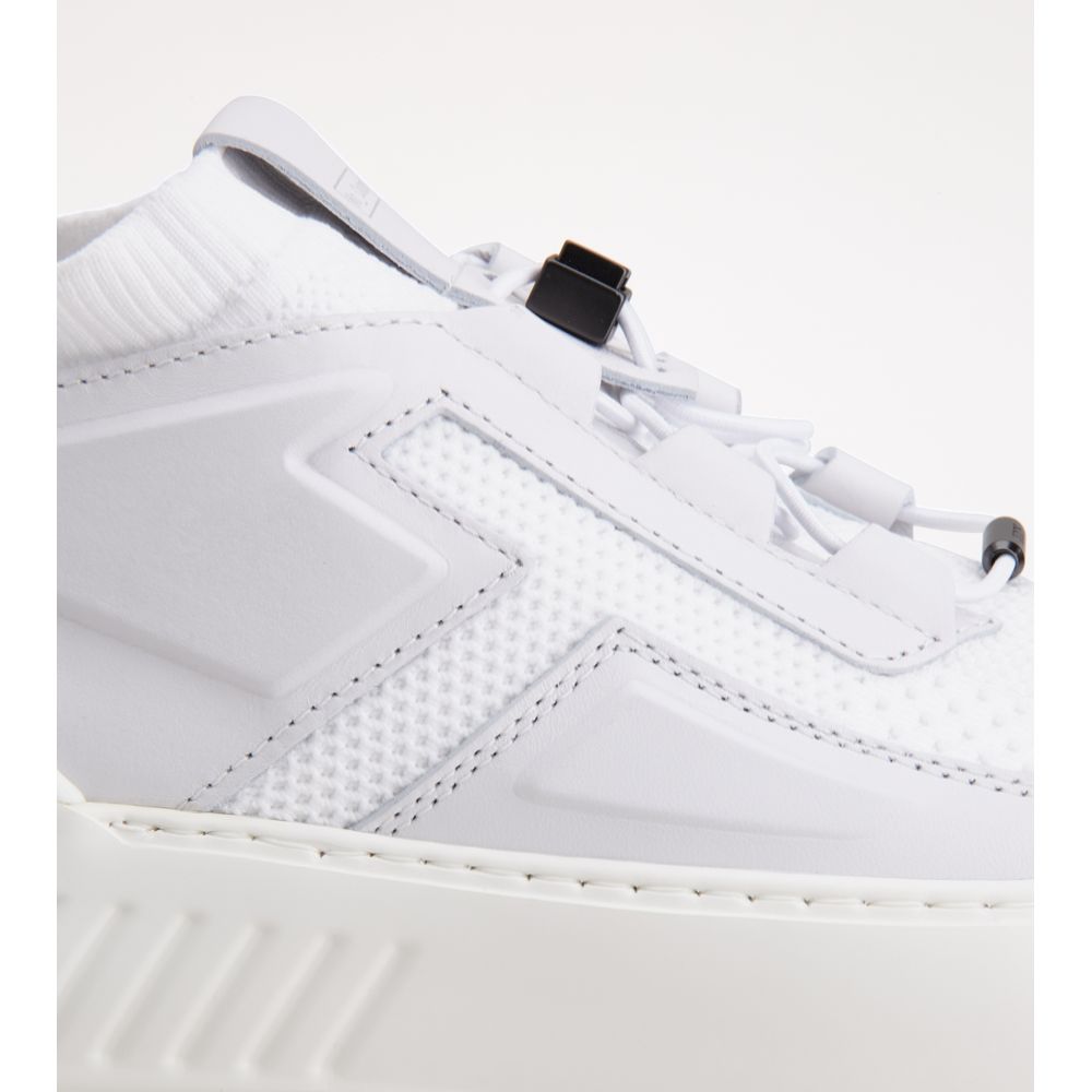 Tods No_Code X In Leather And Technical Fabric White Mens