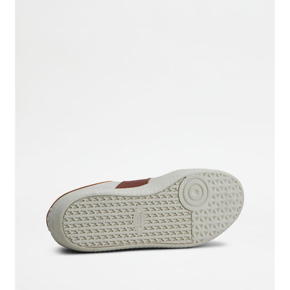 Tods Platform Sneakers In Leather Off White Orange Brown Womens
