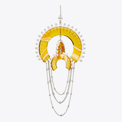 Tory Burch Bead And Resin Chandelier Earrings Antique Tory Silver / Multi
