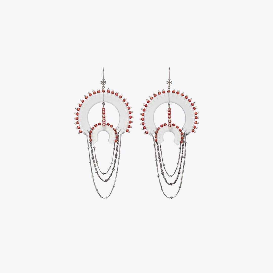 Tory Burch Bead And Resin Chandelier Earrings Black / Clear