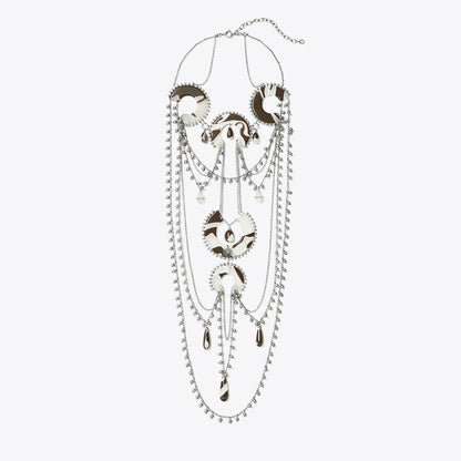 Tory Burch Bead And Resin Necklace Antique Tory Silver / Multi