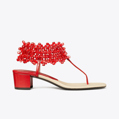 Tory Burch Beaded Heeled Sandal TORY RED