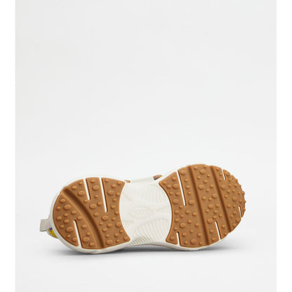 Tods Kate Slip-On Sneakers In Fabric Yellow Brown Off White Womens
