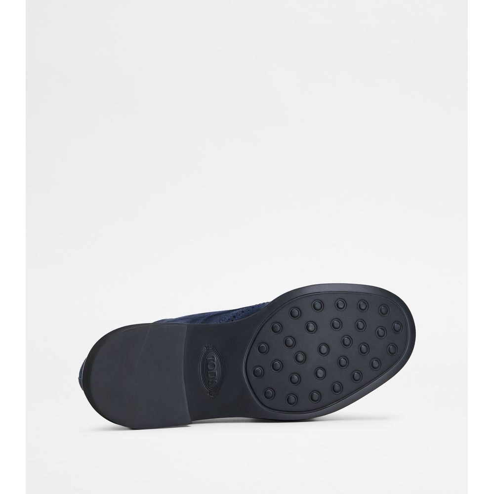 Tods Lace-Ups In Suede Blue Mens