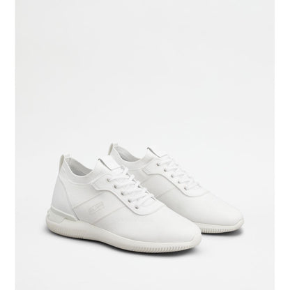 Tods No_Code Knit In Technical Fabric And Leather White Mens