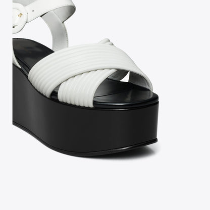 Tory Burch Bombe Cross-Strap Platform Sandal CLOUD / PERFECT BLACK