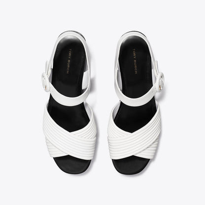 Tory Burch Bombe Cross-Strap Platform Sandal CLOUD / PERFECT BLACK