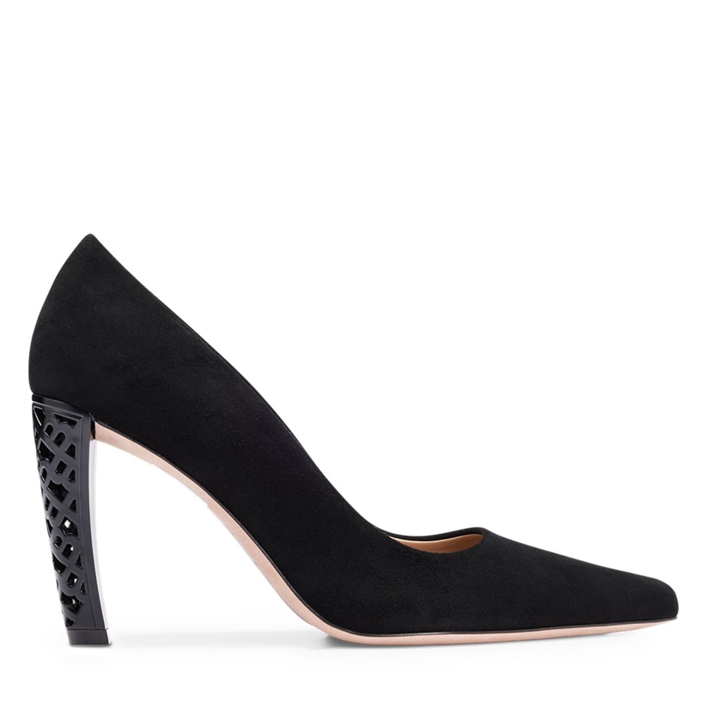  Boss Suede Monogram Heels Womens Black