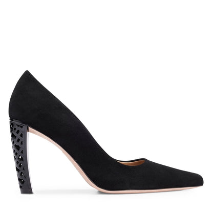  Boss Suede Monogram Heels Womens Black