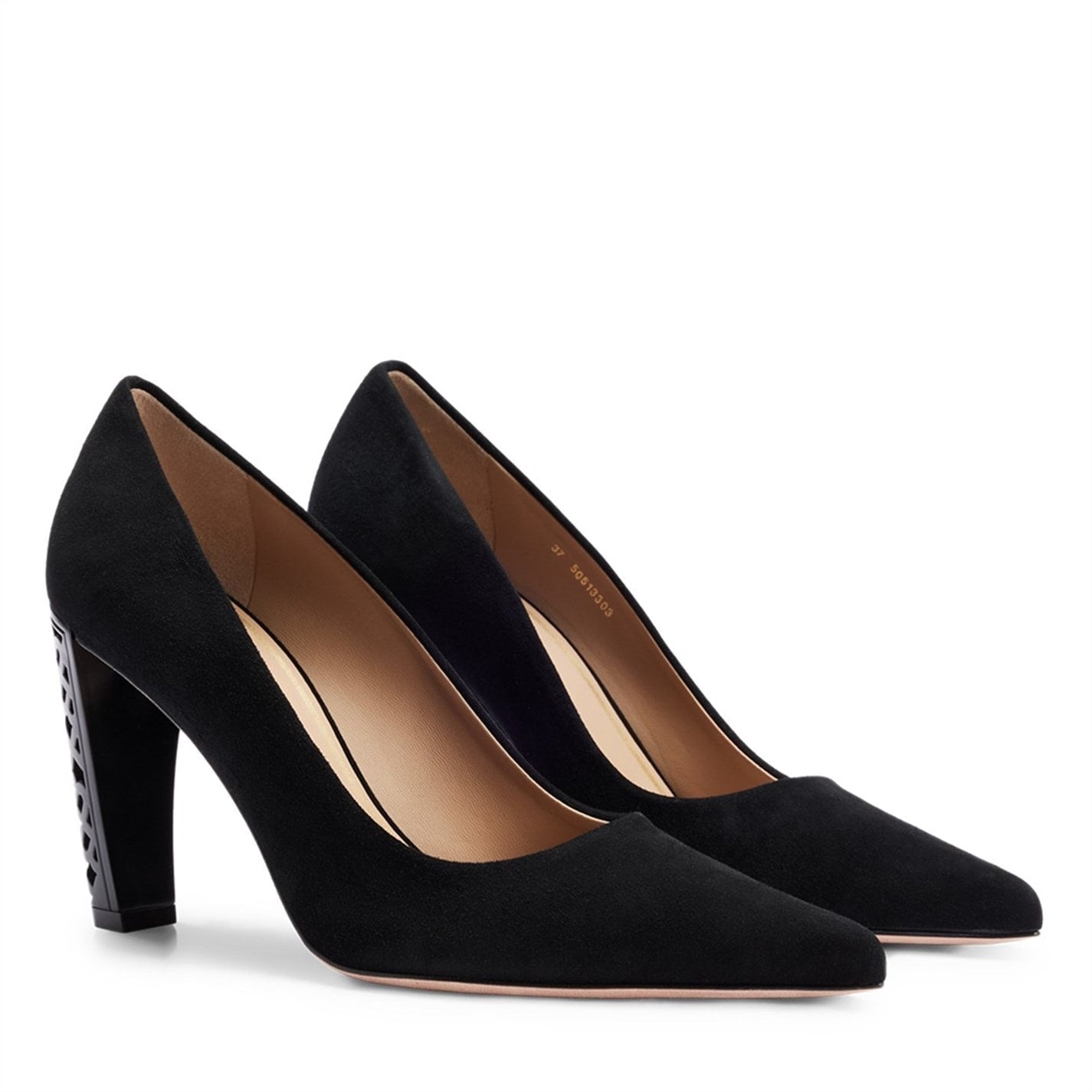  Boss Suede Monogram Heels Womens Black