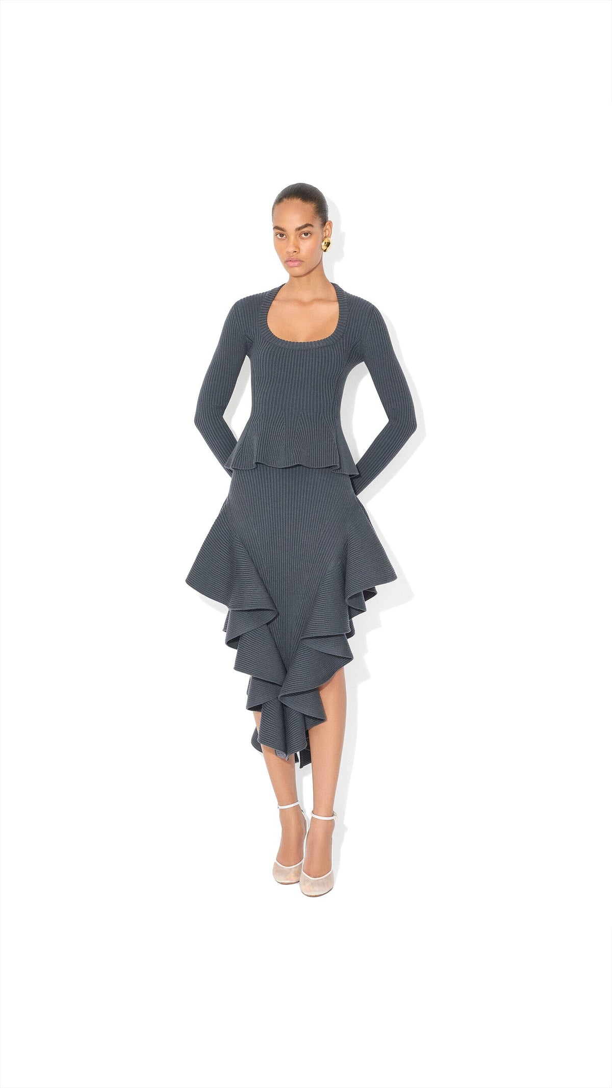 Alaïa Ribbed Peplum Top