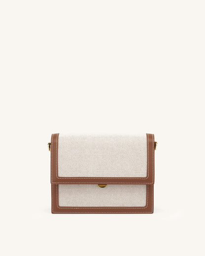 Jw Pei Mini Flap Crossbody Beige Canvas