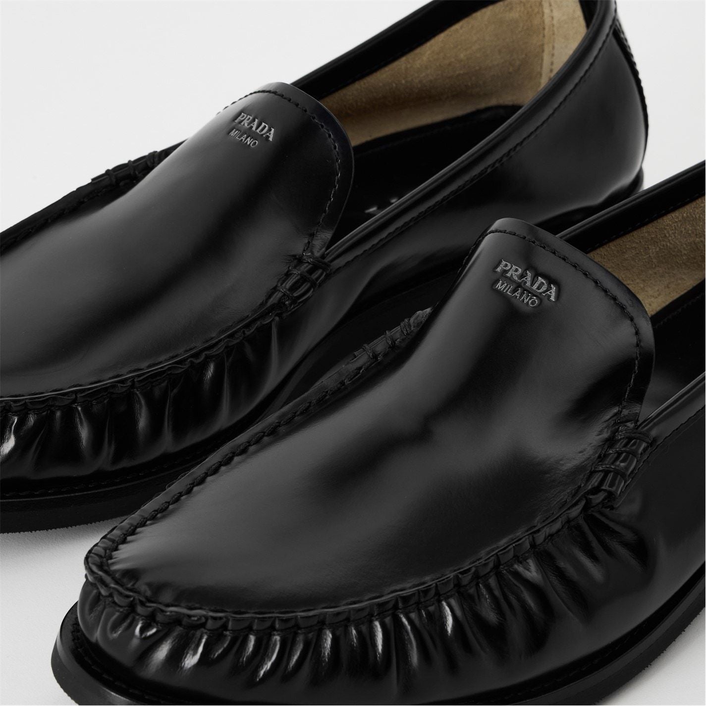  Brushed Leather Loafers Black
