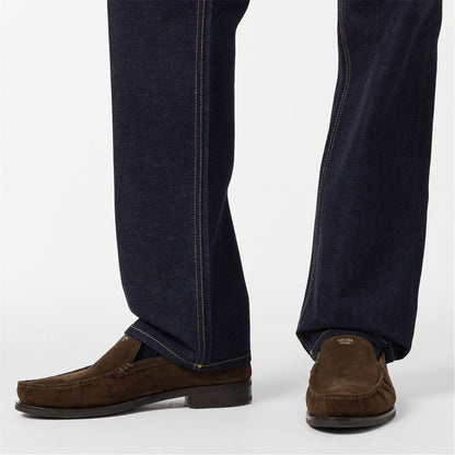  Brushed Leather Loafers Dark Brown