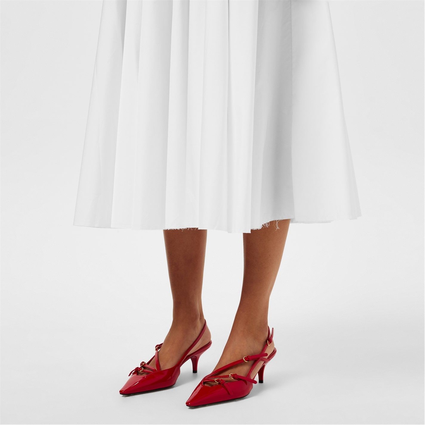  Brushed Leather Slingback Heels Rosso Pat