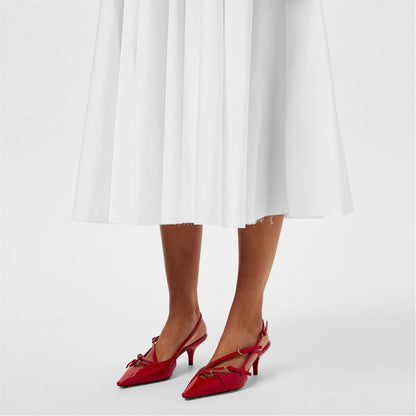  Brushed Leather Slingback Heels Rosso Pat