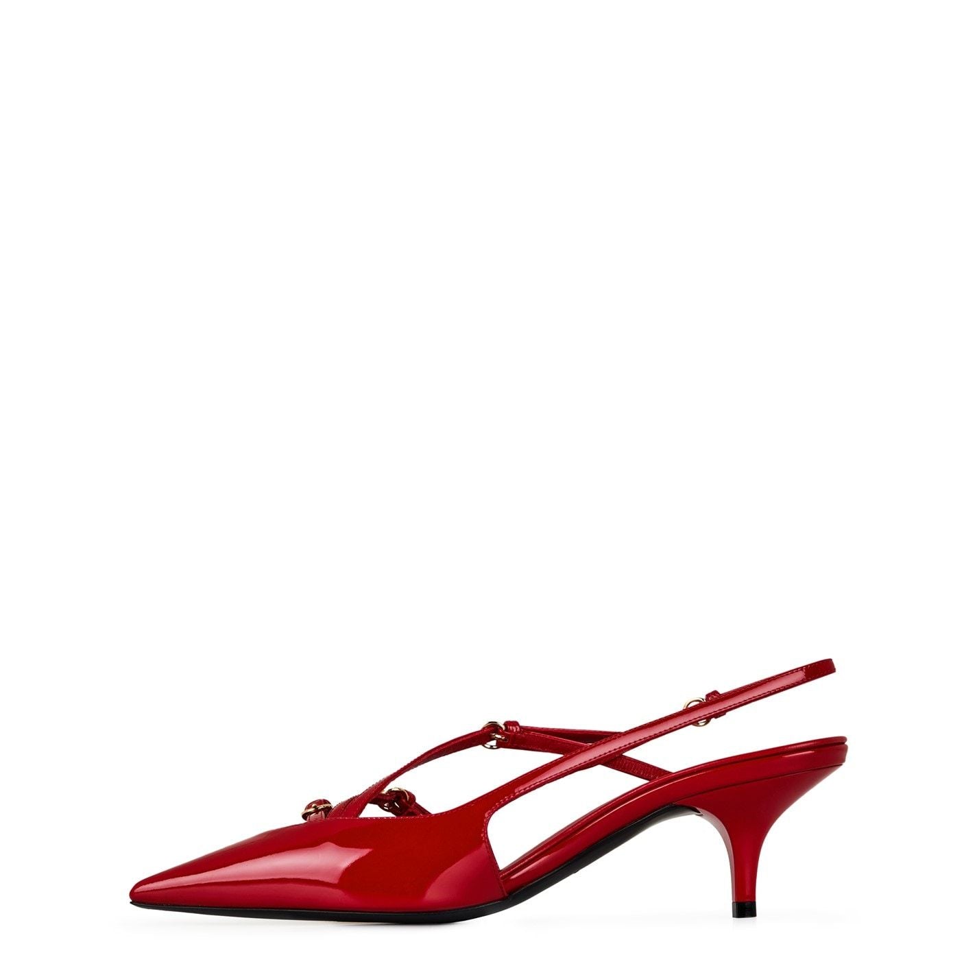  Brushed Leather Slingback Heels Rosso Pat