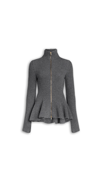 Alaïa Peplum Knitted Cardigan