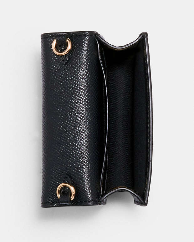 Mini Wallet On A Chain Crossgrain Leather-Gold-Black Crossgrain Leather-Gold-Black