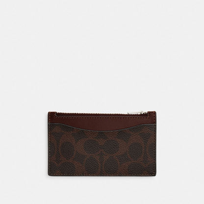 Coach Zip Card Case In Signature Canvas Maple