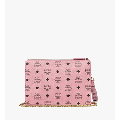 MCM Wristlet Standing Pouch W / Chain Strap in Visetos