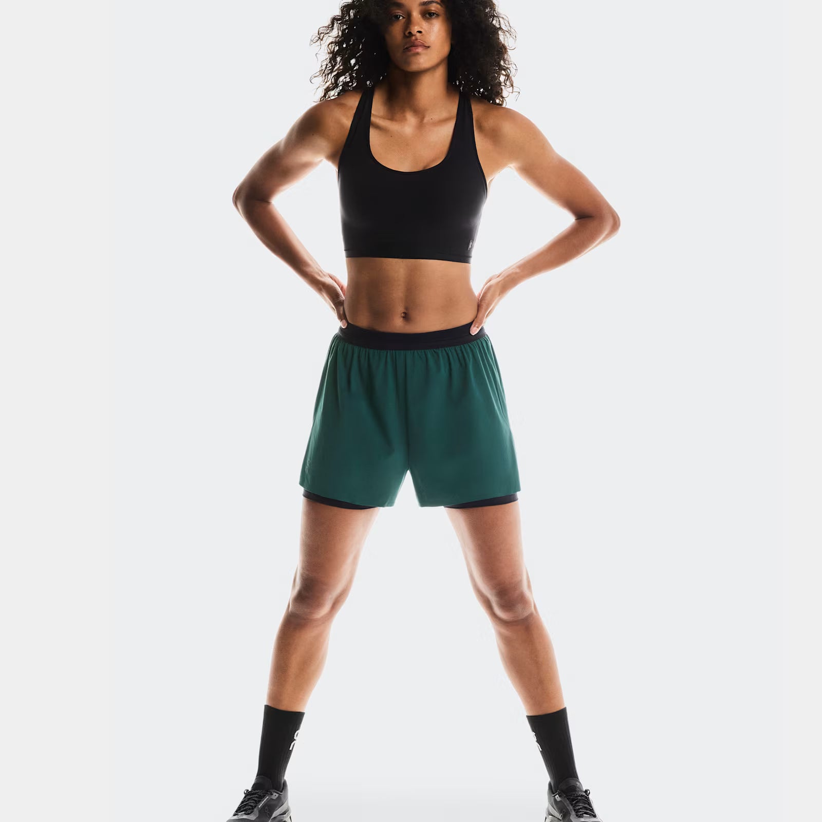 On 3" Performance 2/1 Shorts Spirulina | Black (Women'S)