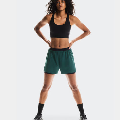 On 3" Performance 2/1 Shorts Spirulina | Black (Women'S)