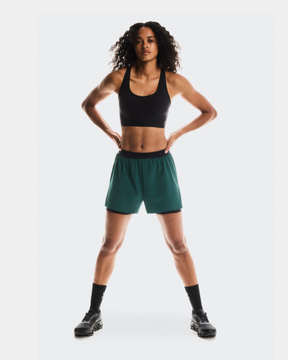 On 3" Performance 2/1 Shorts Spirulina | Black (Women'S)
