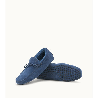 Tods Gommino Driving Shoes In Suede Blue Mens