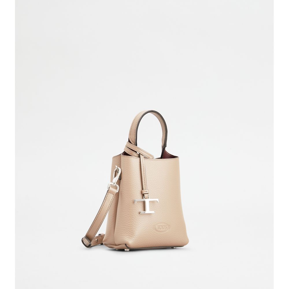 Tods Micro Bag In Leather Natural Burgundy